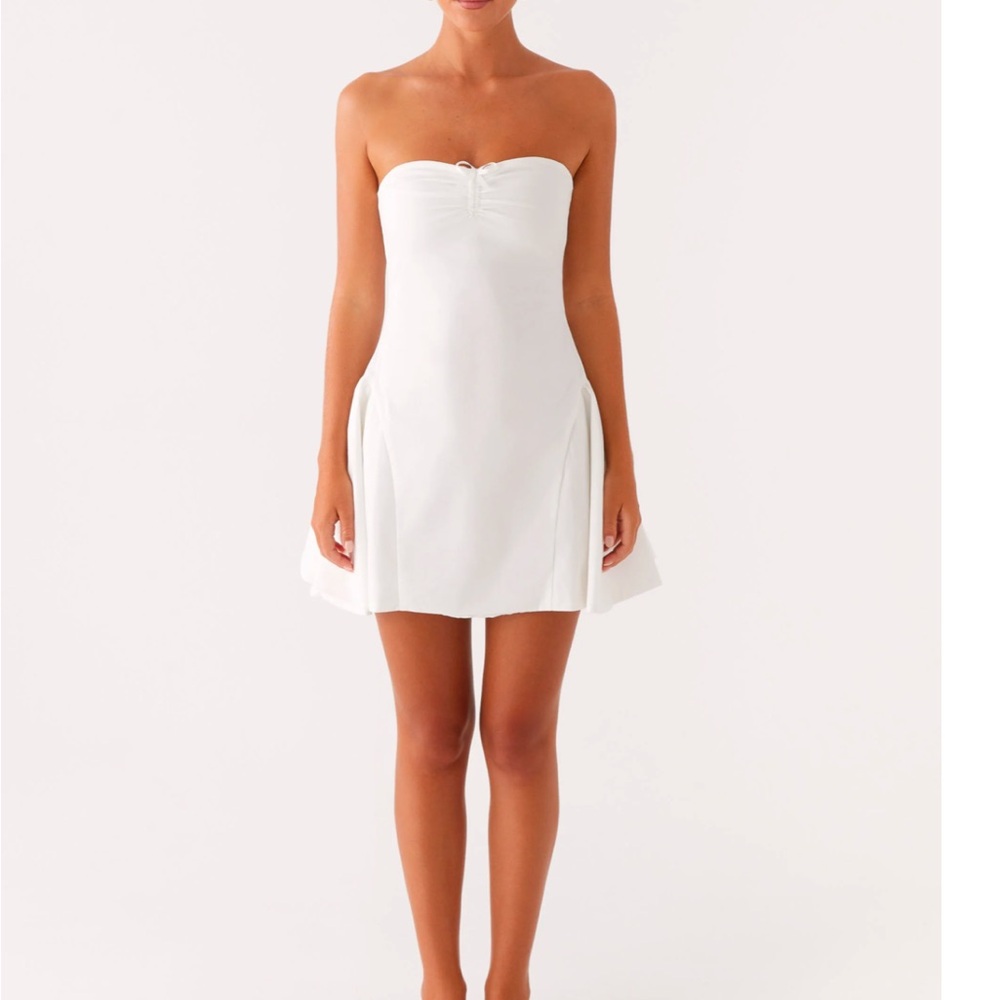 Peppermayo White Strapless Sheath Dress